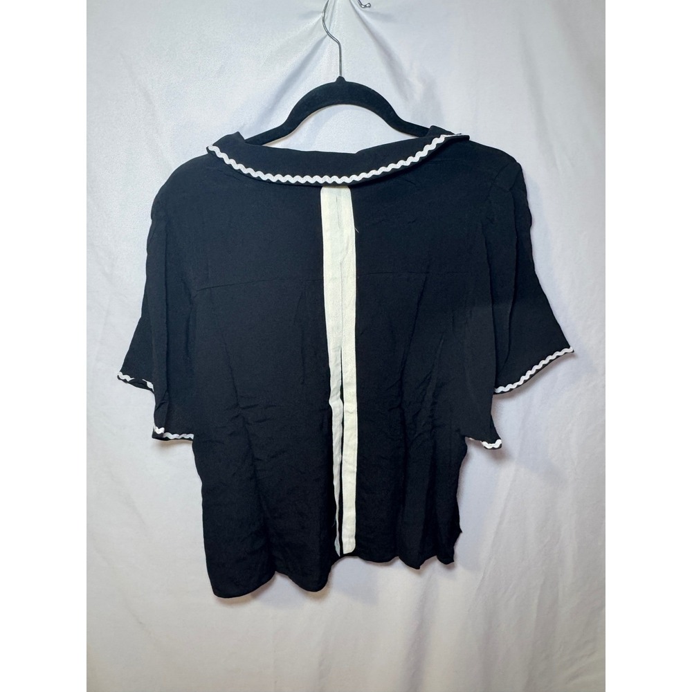 Black Rickrack Peter Pan Collar Blouse S Coquette Vintage Style Tulip B NWT - Picture 5 of 8
